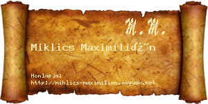 Miklics Maximilián névjegykártya