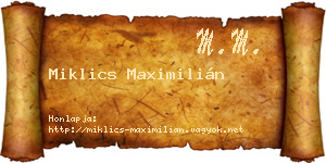 Miklics Maximilián névjegykártya